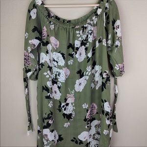 Pink Blush Maternity Green Floral Tie Sleev